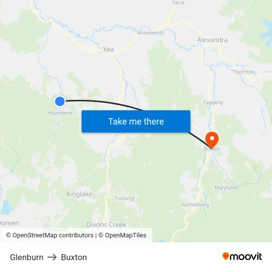 Glenburn to Buxton map