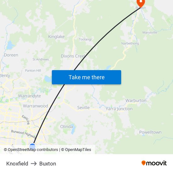 Knoxfield to Buxton map