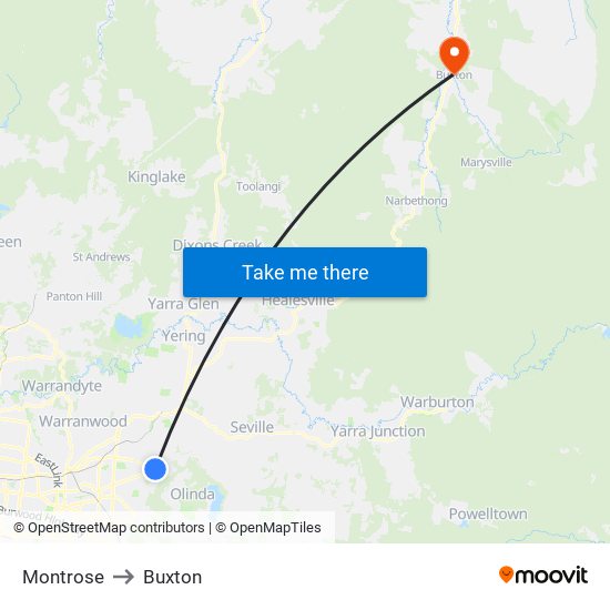 Montrose to Buxton map