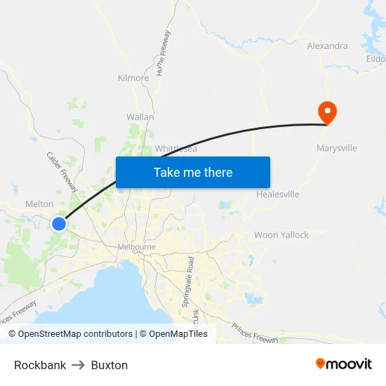 Rockbank to Buxton map