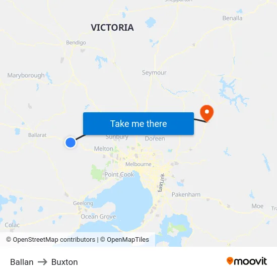 Ballan to Buxton map