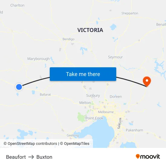 Beaufort to Buxton map