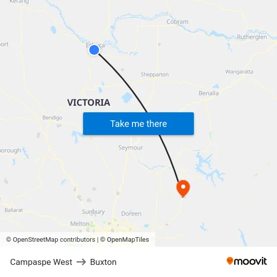 Campaspe West to Buxton map