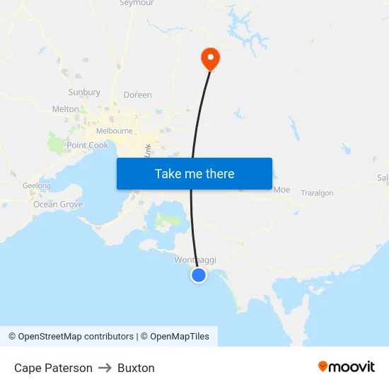 Cape Paterson to Buxton map