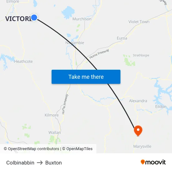Colbinabbin to Buxton map
