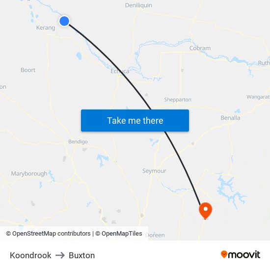 Koondrook to Buxton map