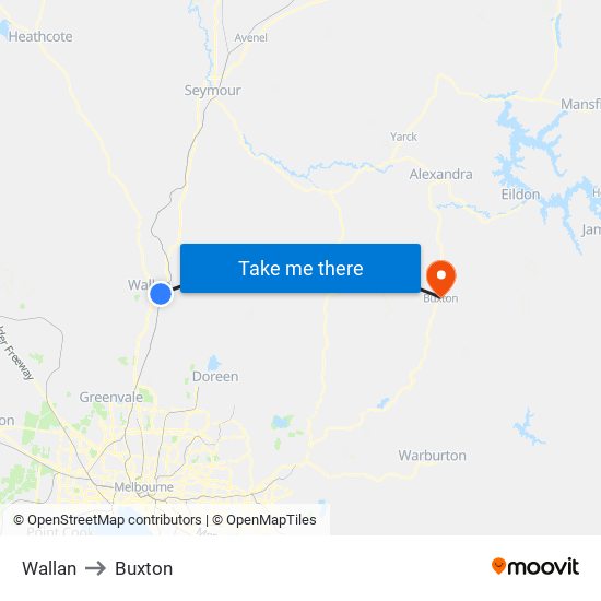 Wallan to Buxton map