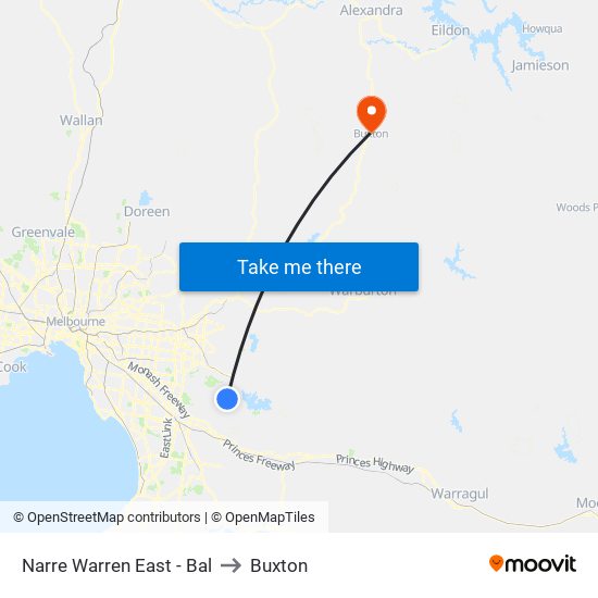 Narre Warren East - Bal to Buxton map