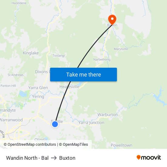 Wandin North - Bal to Buxton map