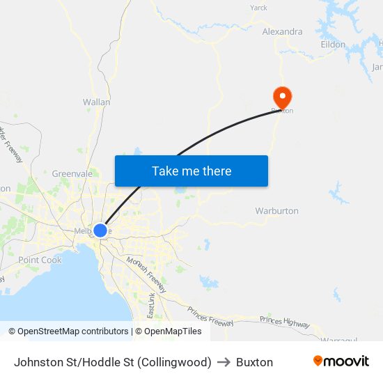 Johnston St/Hoddle St (Collingwood) to Buxton map