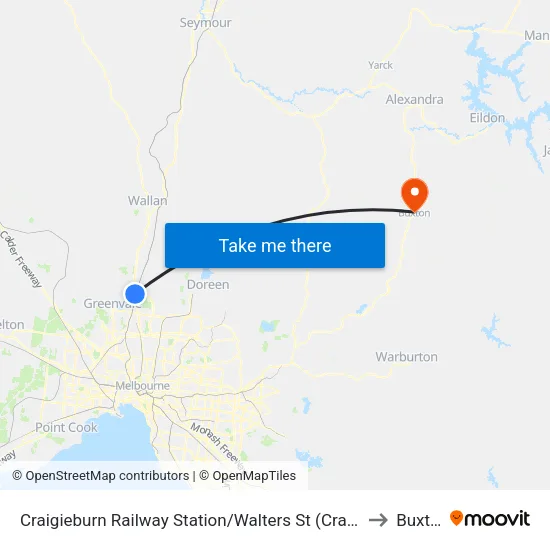 Craigieburn Station/Walters St to Buxton map