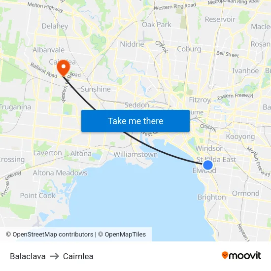 Balaclava to Cairnlea map