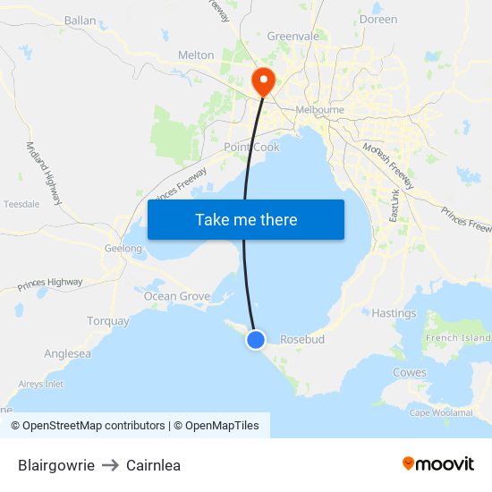 Blairgowrie to Cairnlea map