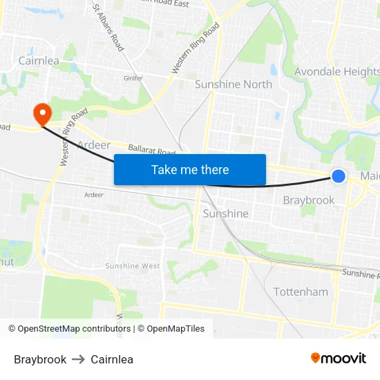 Braybrook to Cairnlea map