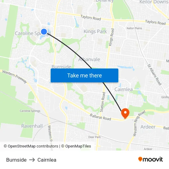 Burnside to Cairnlea map