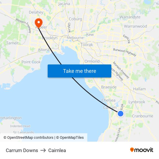 Carrum Downs to Cairnlea map