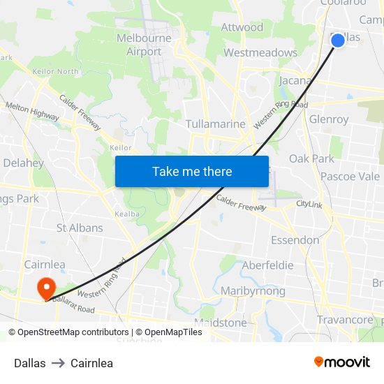 Dallas to Cairnlea map