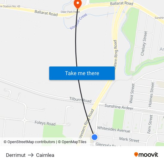 Derrimut to Cairnlea map