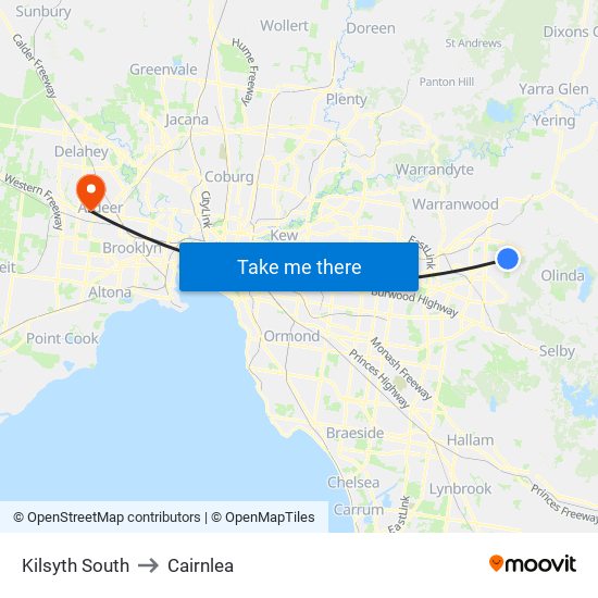 Kilsyth South to Cairnlea map