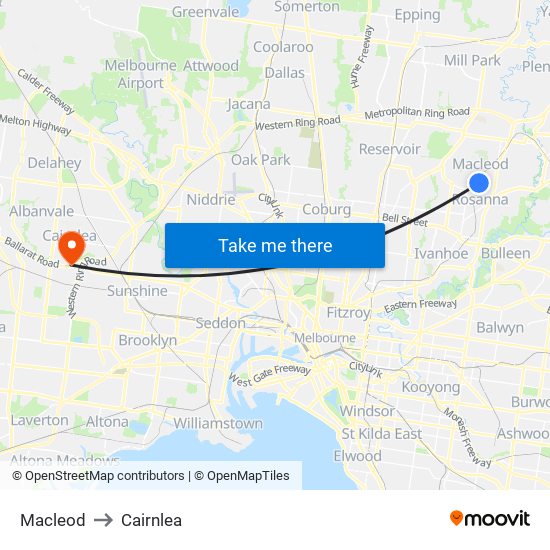 Macleod to Cairnlea map