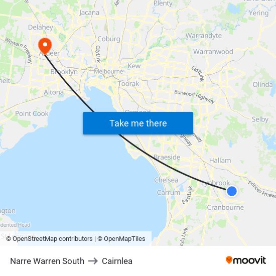 Narre Warren South to Cairnlea map