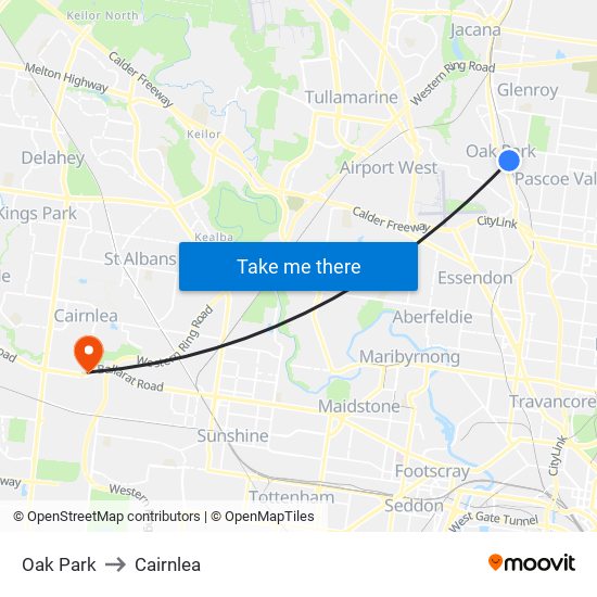 Oak Park to Cairnlea map