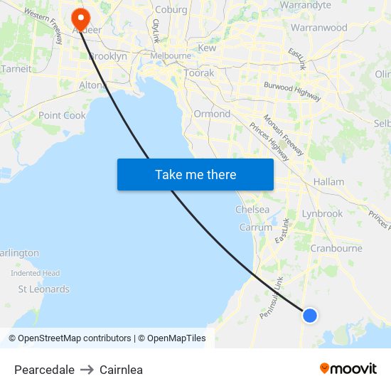 Pearcedale to Cairnlea map