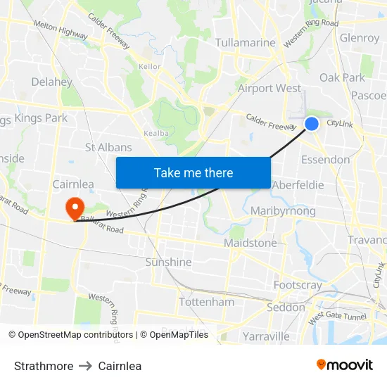 Strathmore to Cairnlea map