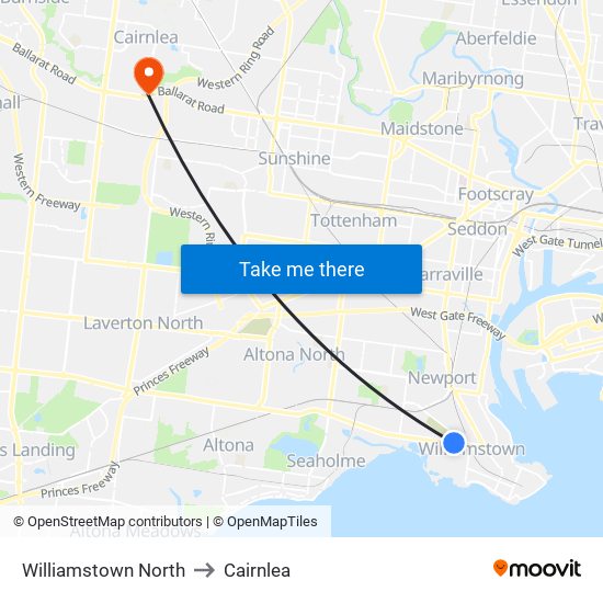 Williamstown North to Cairnlea map