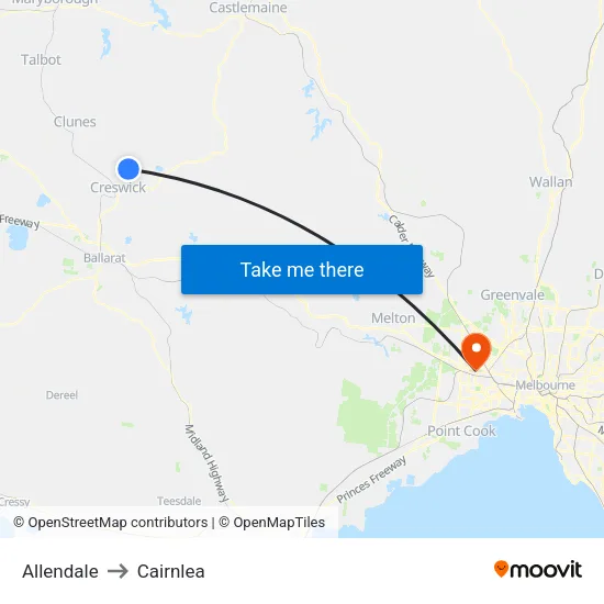 Allendale to Cairnlea map