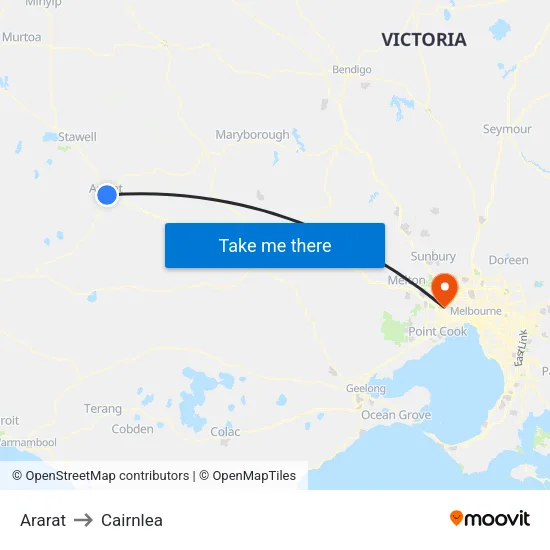 Ararat to Cairnlea map