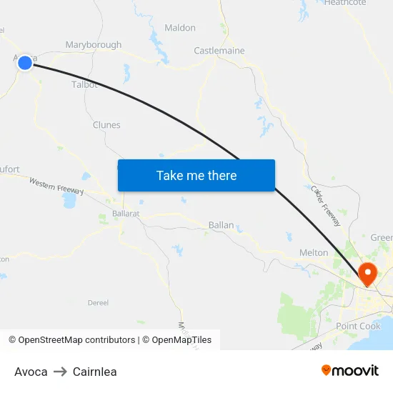 Avoca to Cairnlea map
