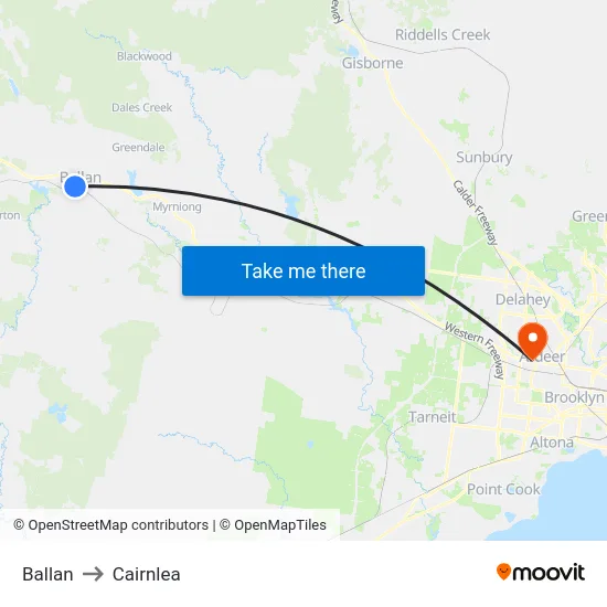 Ballan to Cairnlea map