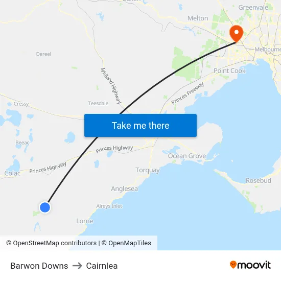 Barwon Downs to Cairnlea map