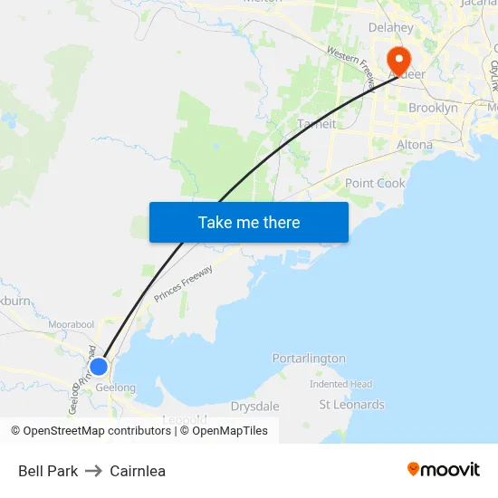 Bell Park to Cairnlea map