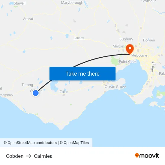 Cobden to Cairnlea map