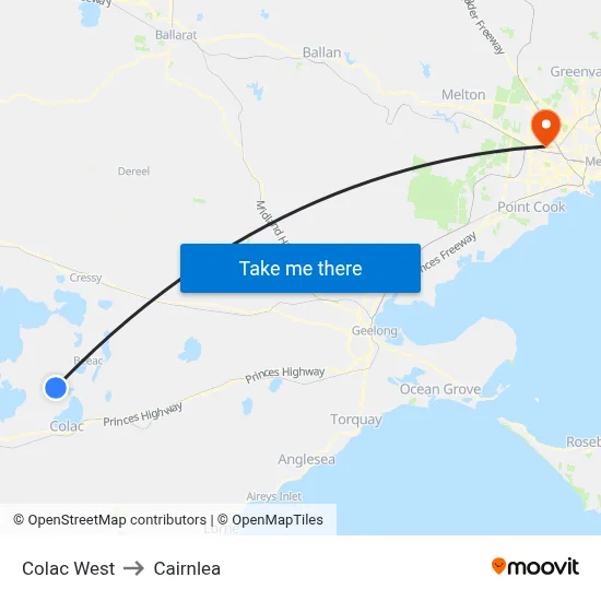 Colac West to Cairnlea map