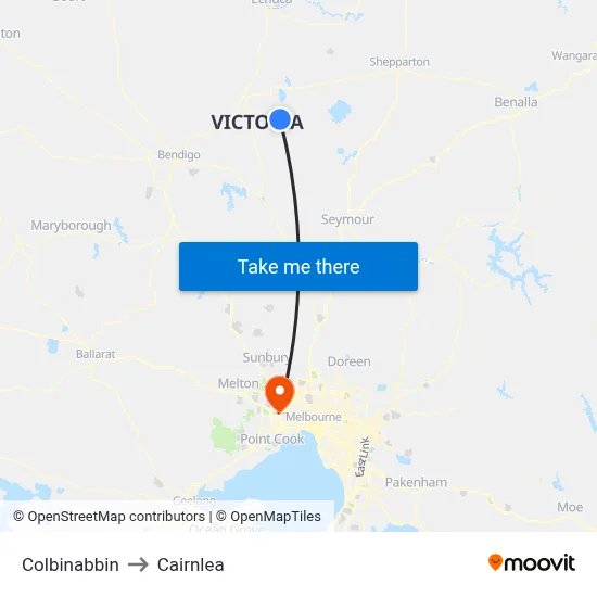 Colbinabbin to Cairnlea map