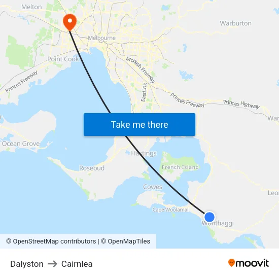 Dalyston to Cairnlea map