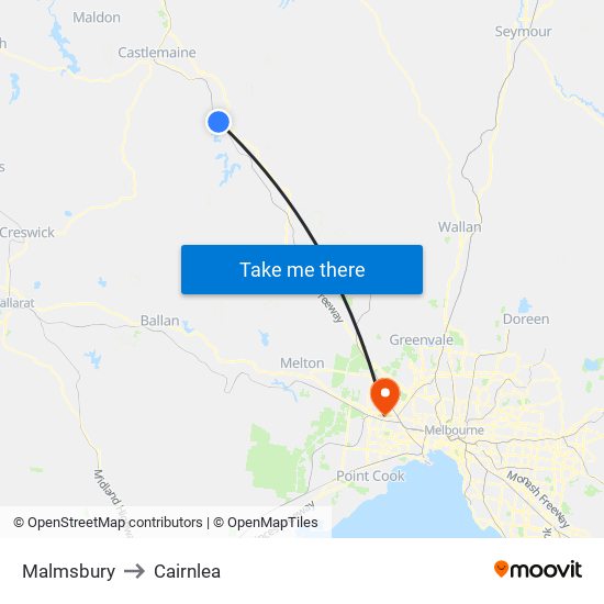 Malmsbury to Cairnlea map