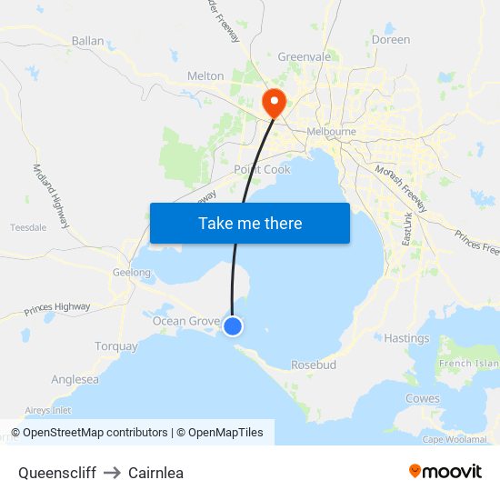 Queenscliff to Cairnlea map