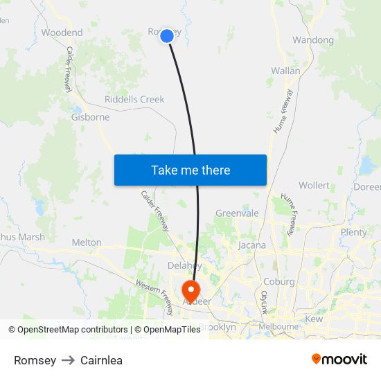 Romsey to Cairnlea map