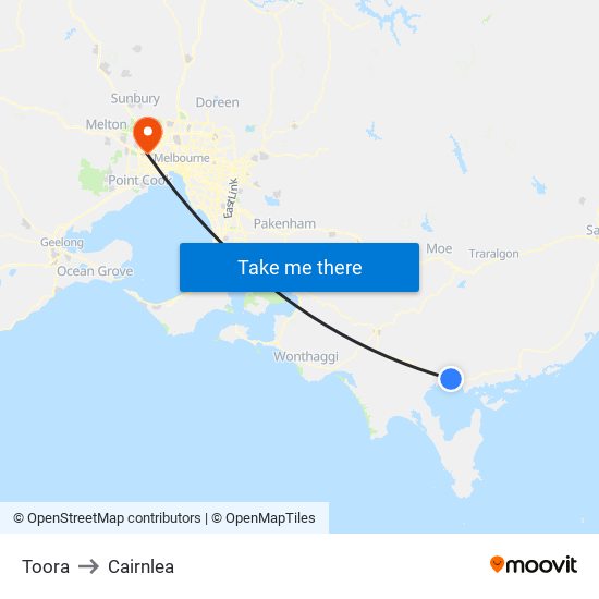 Toora to Cairnlea map