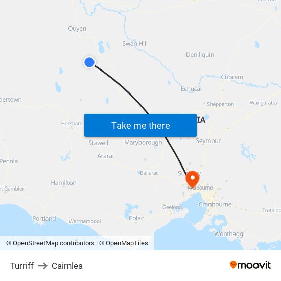 Turriff to Cairnlea map