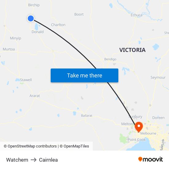 Watchem to Cairnlea map