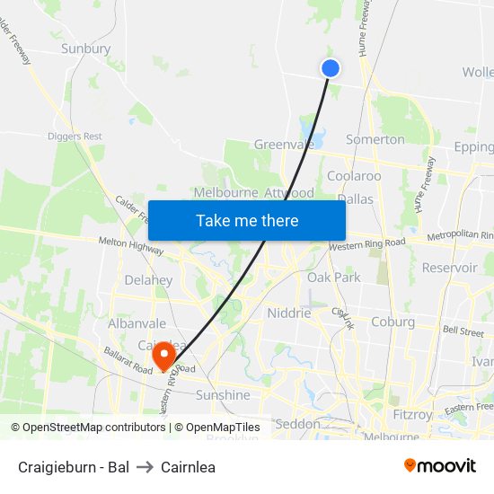 Craigieburn - Bal to Cairnlea map