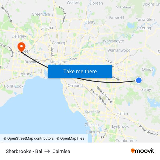 Sherbrooke - Bal to Cairnlea map