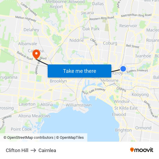 Clifton Hill to Cairnlea map