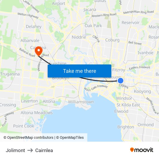 Jolimont to Cairnlea map