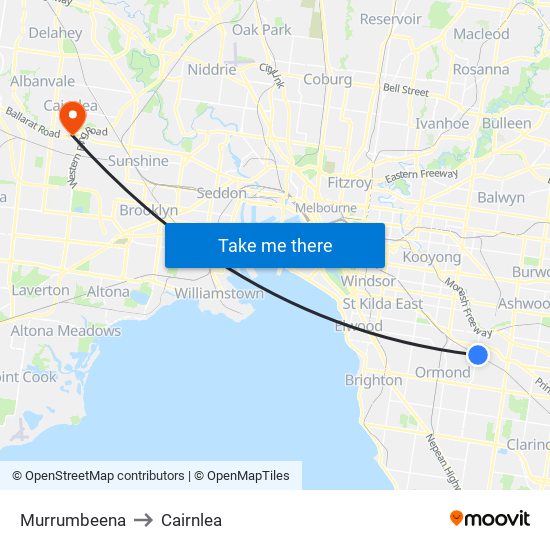 Murrumbeena to Cairnlea map